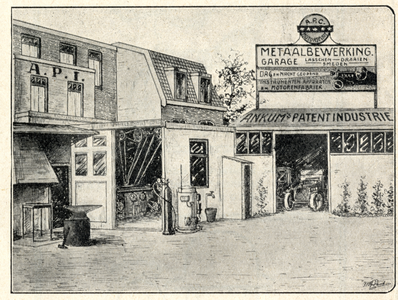 500668 Gezicht op de metaalwarenfabriek annex garage van Ankum's Patent Industrie (Amsterdamsestraatweg 55-59) te Utrecht.